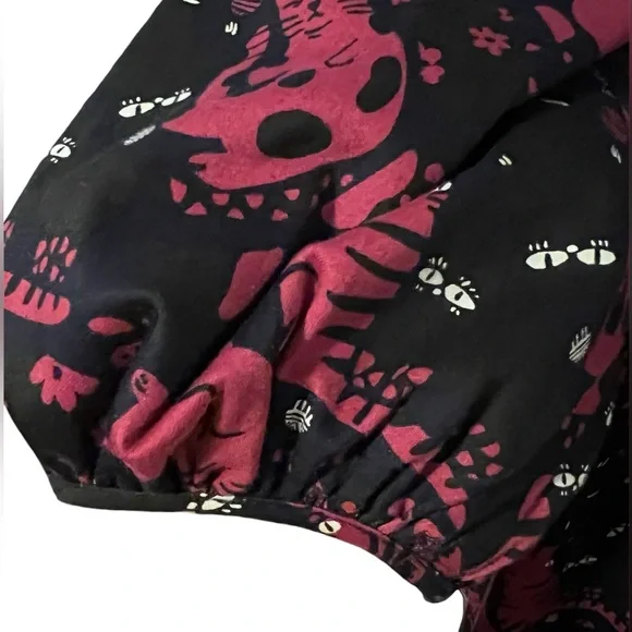 SALE! CAT COAT 🐈‍⬛ Miss Lulo Whimsical Feline Print Duster Cardigan Jacket L - Picture 5 of 6